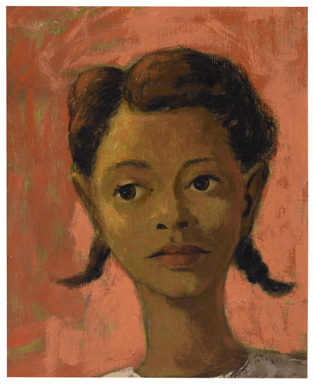 HUGHIE LEE-SMITH (1915 - 1999) Untitled (Portrait of Girl with Pink Background)